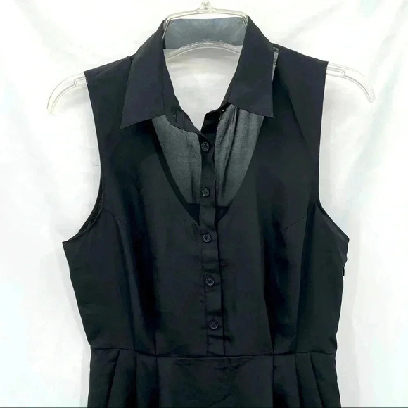 Yaya Women’s Black Open Back Dress Medium Lightweight Sleeveless Button Zipper - Picture 2 of 9